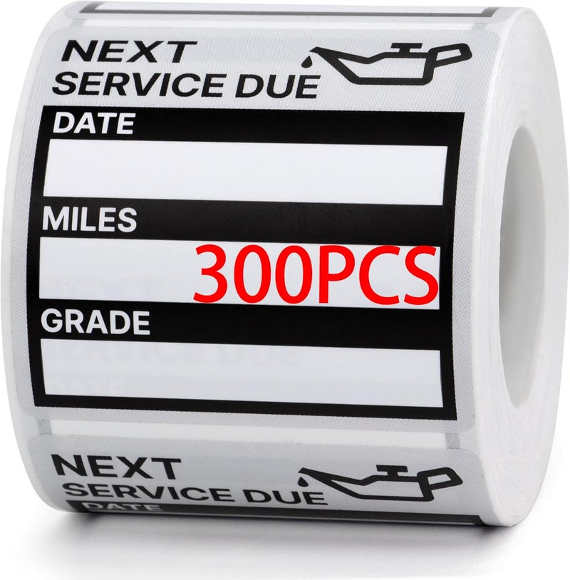 GUEER for Oil Change Stickers Vinyl 300 Pcs 2”x 2” Service Black Stickers, Next Service Due Reminder Sticker Labels, Easy to Write on, Easy to Peel with No Residue - Image 1